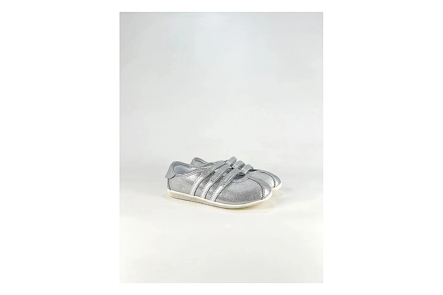 Adidas Originals Anfisa Silver Sneakers QC photo reference showing silver low-top sneakers with leather texture, side-profile shape, upper panel lines, and outsole detail thumbnail 5