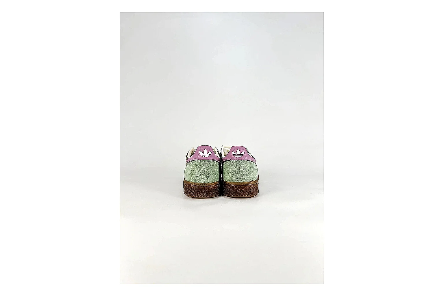 Adidas Originals Handball Spezial Green Brown Sneakers QC photo reference showing green brown handball sneakers with suede-leather texture, side-profile shape, upper panel lines, and outsole detail
