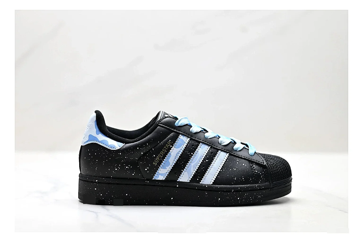 Adidas Originals Samba Black Blue Sneakers QC photo reference showing black blue terrace sneakers with leather texture, side-profile shape, upper panel lines, and outsole detail