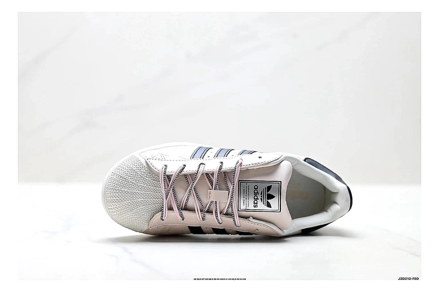 Adidas Originals Samba White Pink Sneakers QC photo reference showing white pink terrace sneakers with leather texture, side-profile shape, upper panel lines, and outsole detail thumbnail 6