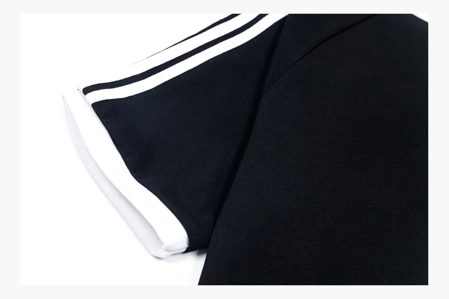 Adidas black ringer tee QC photo showing trim and trefoil thumbnail 4