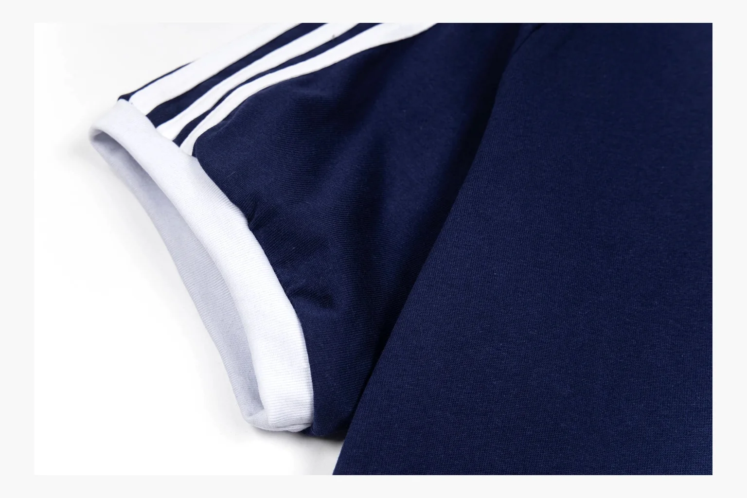 Navy Adidas ringer tee QC image showing trim and logo thumbnail 3