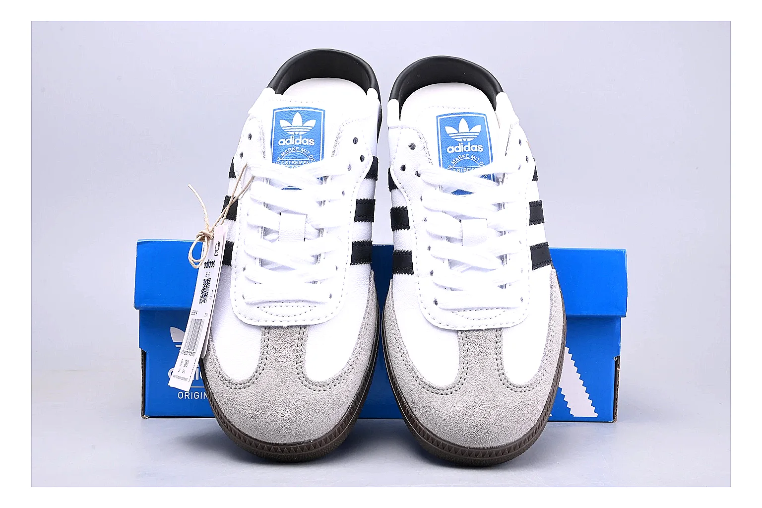 Adidas Samba OG White Black QC photo showing white black samba og terrace sneaker with mixed upper and terrace shape thumbnail 3