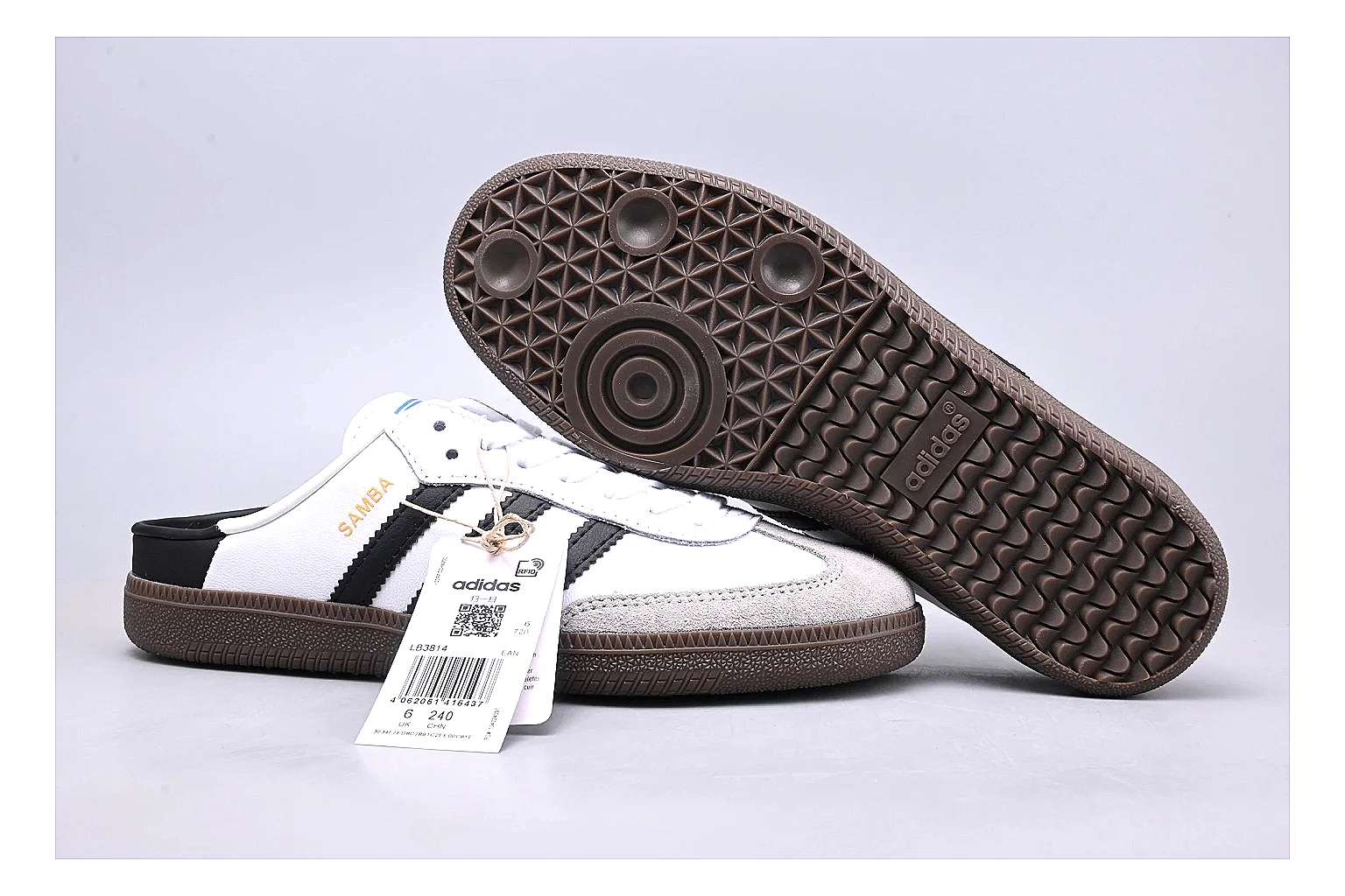 Adidas Samba OG White Black QC photo showing white black samba og terrace sneaker with mixed upper and terrace shape thumbnail 4