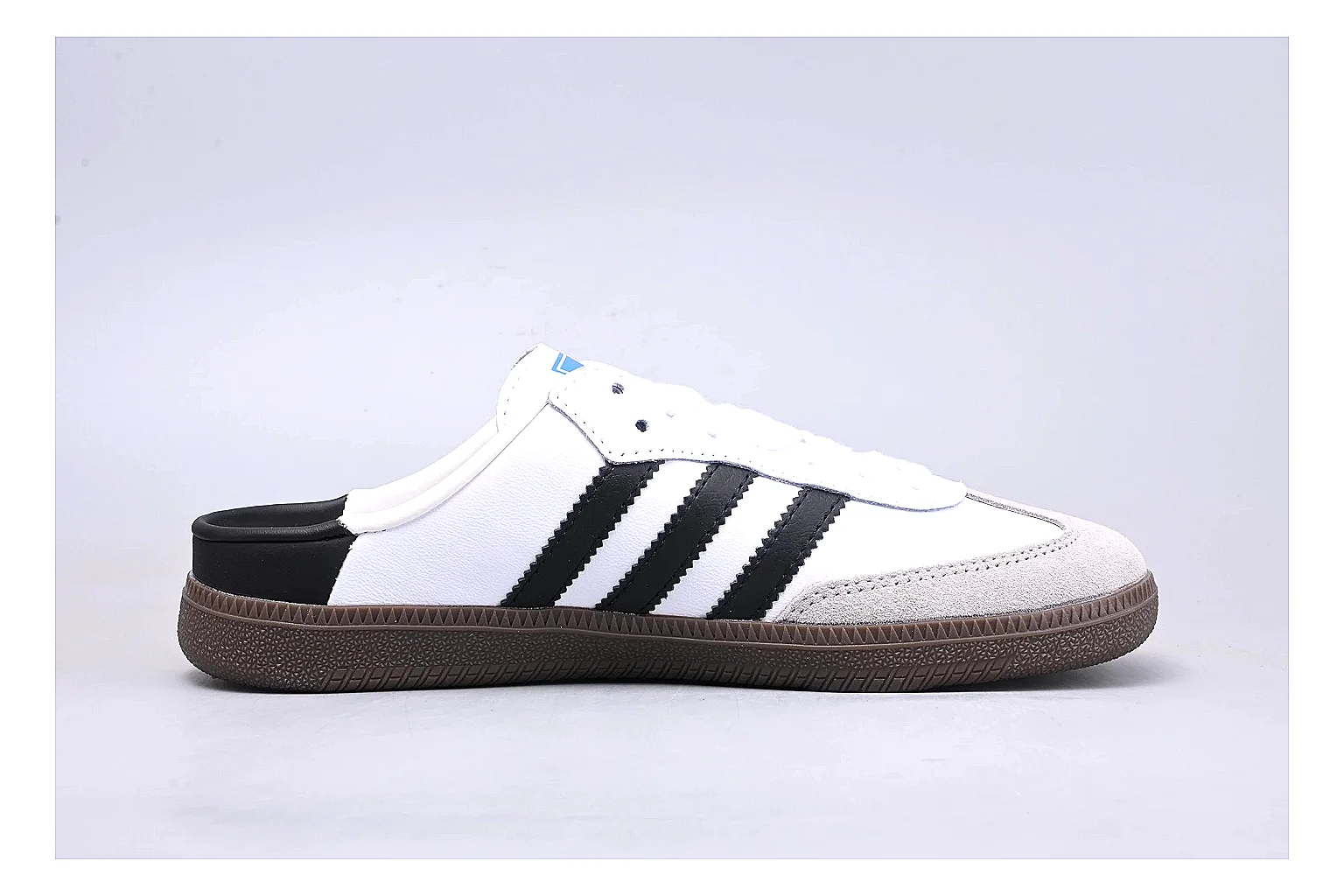 Adidas Samba OG White Black QC photo showing white black samba og terrace sneaker with mixed upper and terrace shape thumbnail 5
