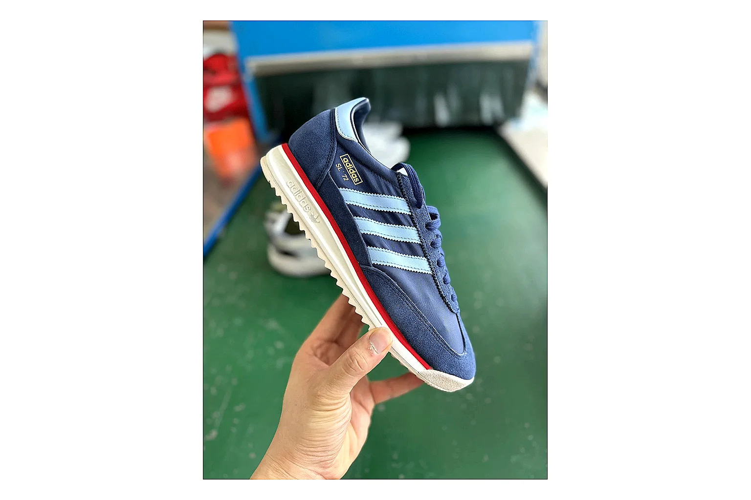 Adidas SL 72 RS Blue Red QC photo showing red blue sl 72 rs retro runner with mixed upper and runner shape thumbnail 5