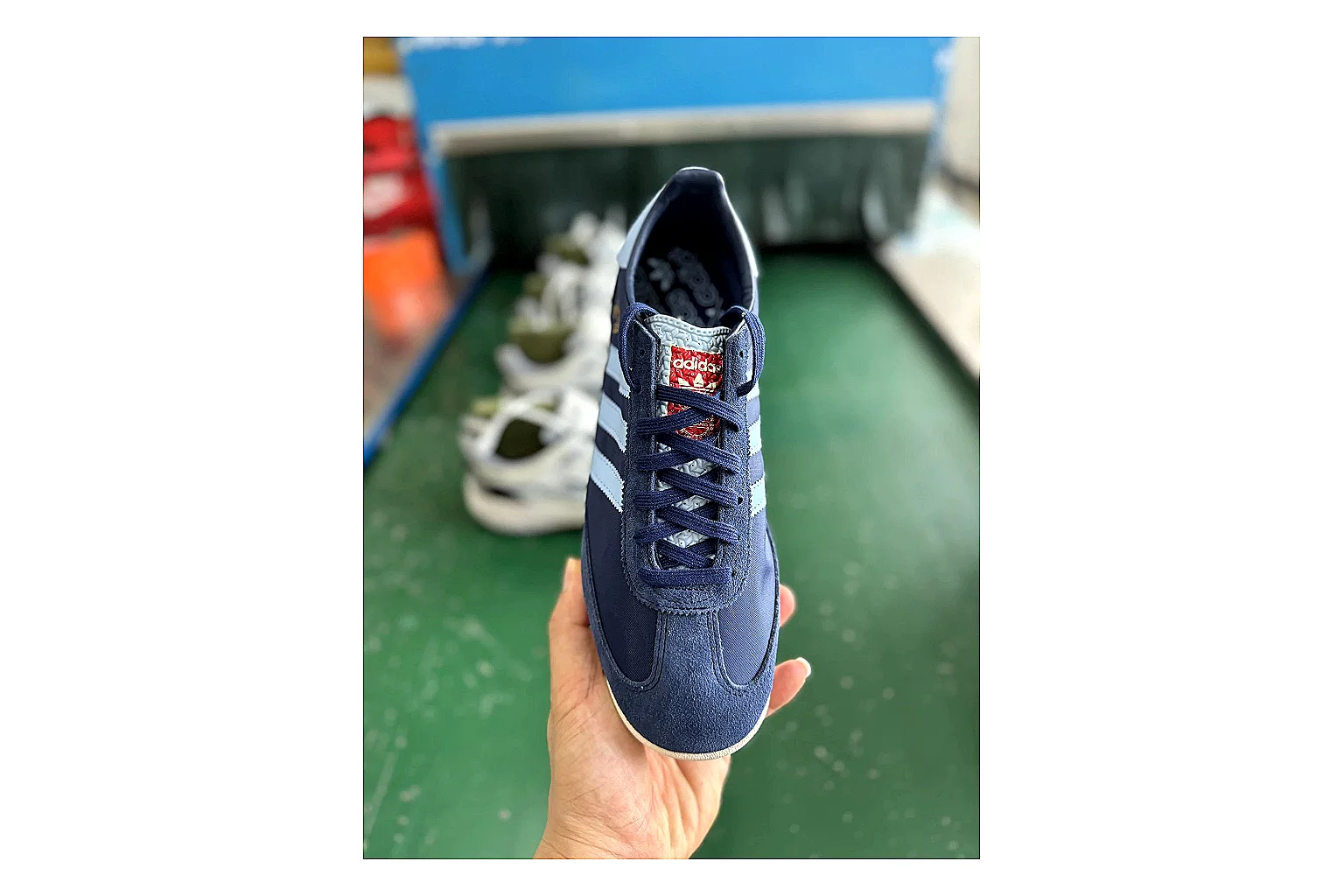 Adidas SL 72 RS Blue Red QC photo showing red blue sl 72 rs retro runner with mixed upper and runner shape thumbnail 6