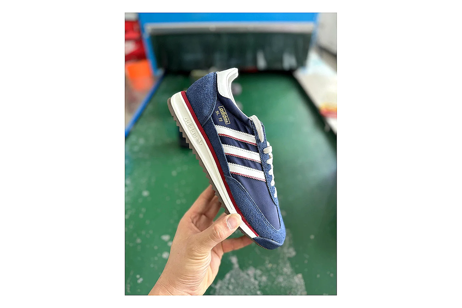 Adidas SL 72 RS Blue White QC photo showing white red blue sl 72 rs retro runner with mixed upper and runner shape thumbnail 5
