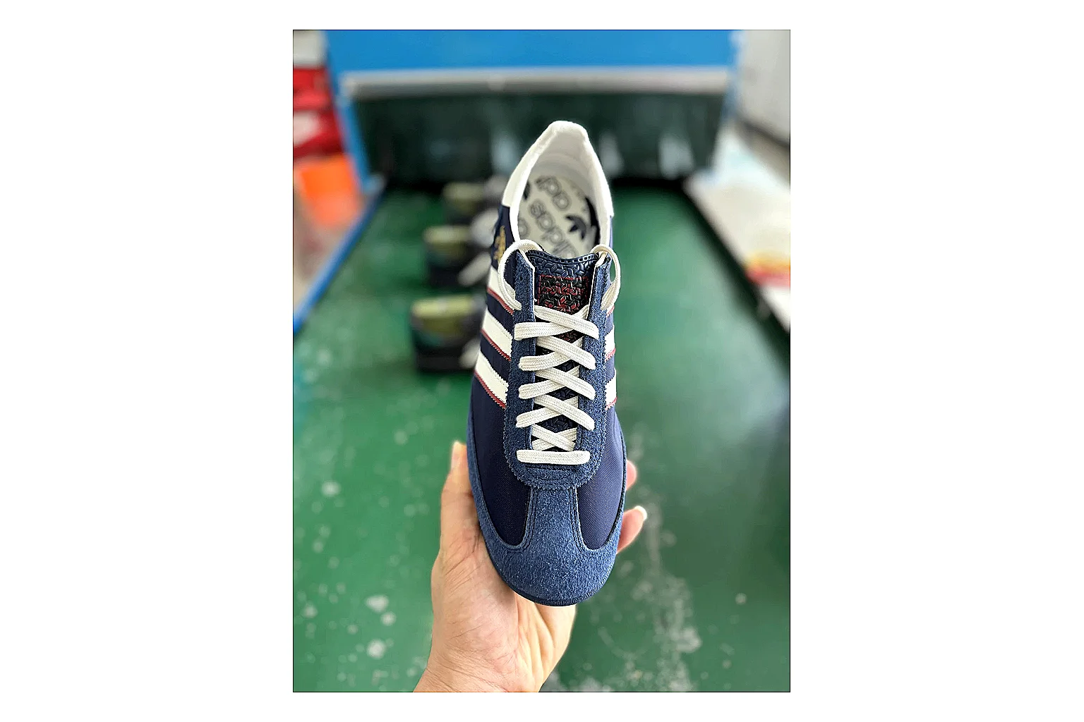 Adidas SL 72 RS Blue White QC photo showing white red blue sl 72 rs retro runner with mixed upper and runner shape thumbnail 6