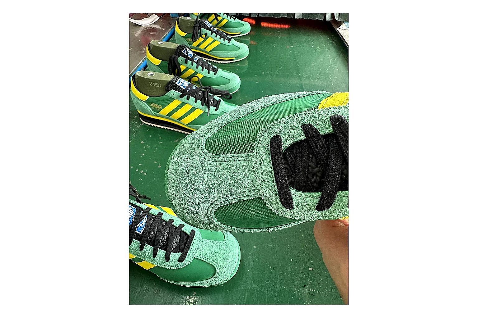 Adidas SL 72 RS Green Yellow QC photo showing green yellow sl 72 rs retro runner with mixed upper and runner shape thumbnail 2