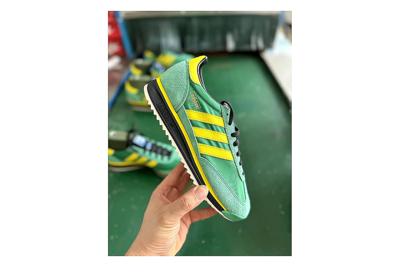 Adidas SL 72 RS Green Yellow QC photo showing green yellow sl 72 rs retro runner with mixed upper and runner shape thumbnail 5