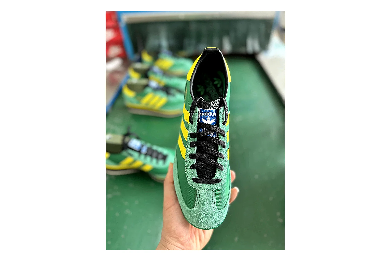 Adidas SL 72 RS Green Yellow QC photo showing green yellow sl 72 rs retro runner with mixed upper and runner shape thumbnail 6