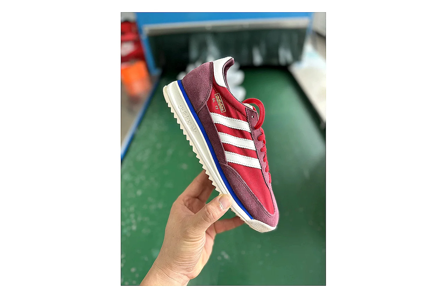 Adidas SL 72 RS Red White QC photo showing white red sl 72 rs retro runner with mixed upper and runner shape thumbnail 5