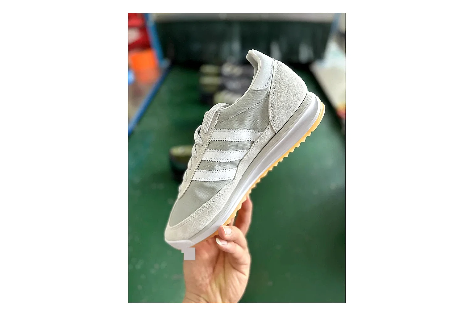 Adidas SL 72 RS White Grey QC photo showing white grey sl 72 rs retro runner with mixed upper and runner shape