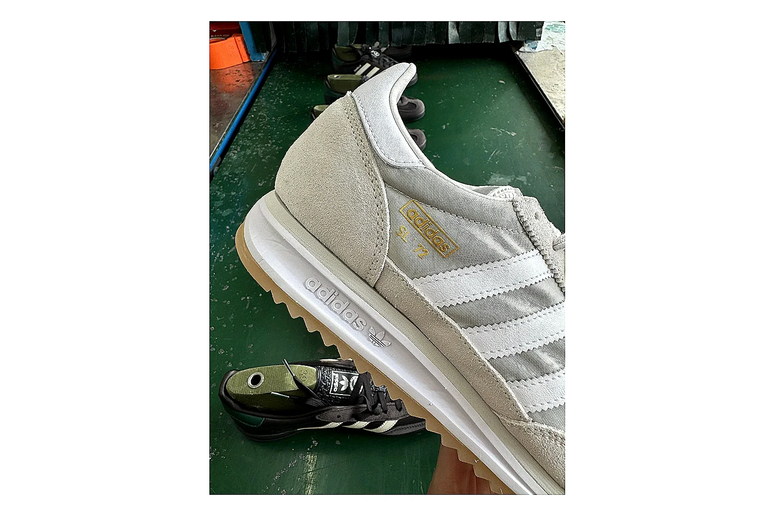 Adidas SL 72 RS White Grey QC photo showing white grey sl 72 rs retro runner with mixed upper and runner shape thumbnail 4