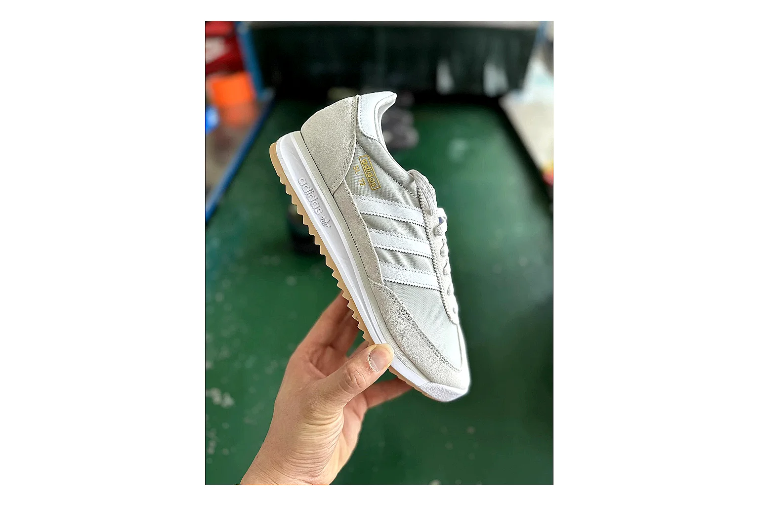 Adidas SL 72 RS White Grey QC photo showing white grey sl 72 rs retro runner with mixed upper and runner shape thumbnail 5
