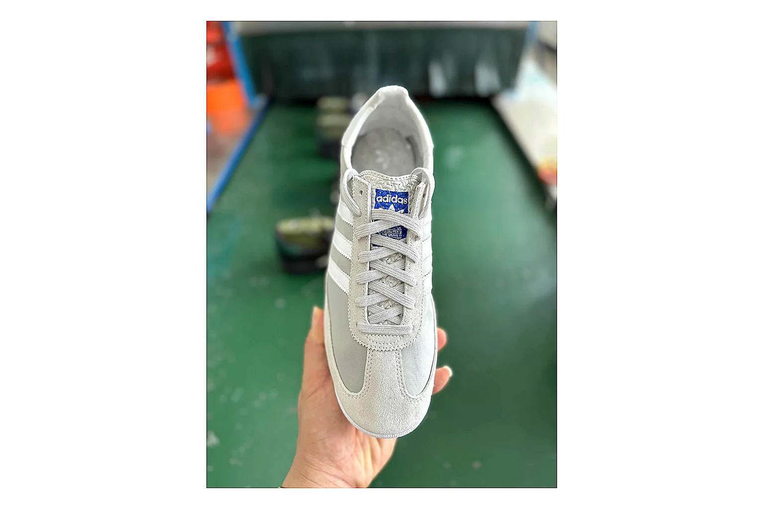 Adidas SL 72 RS White Grey QC photo showing white grey sl 72 rs retro runner with mixed upper and runner shape thumbnail 6