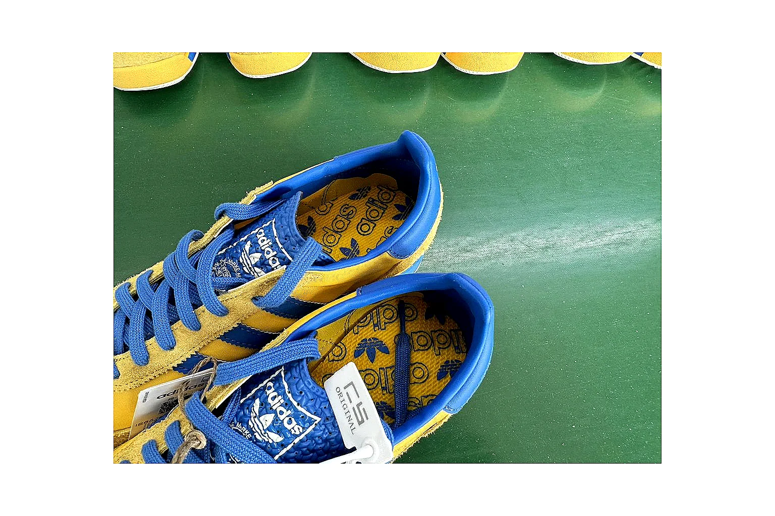 Adidas SL 72 RS Yellow Blue QC photo showing yellow blue sl 72 rs retro runner with mixed upper and runner shape thumbnail 4