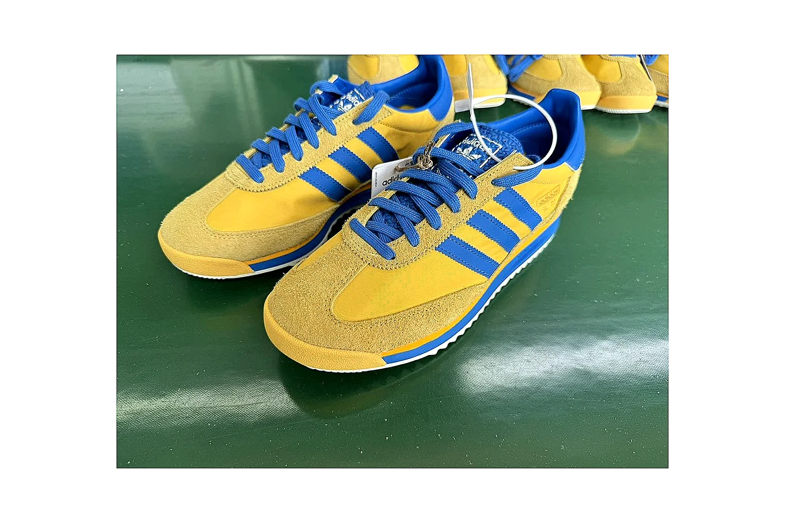 Adidas SL 72 RS Yellow Blue QC photo showing yellow blue sl 72 rs retro runner with mixed upper and runner shape thumbnail 5
