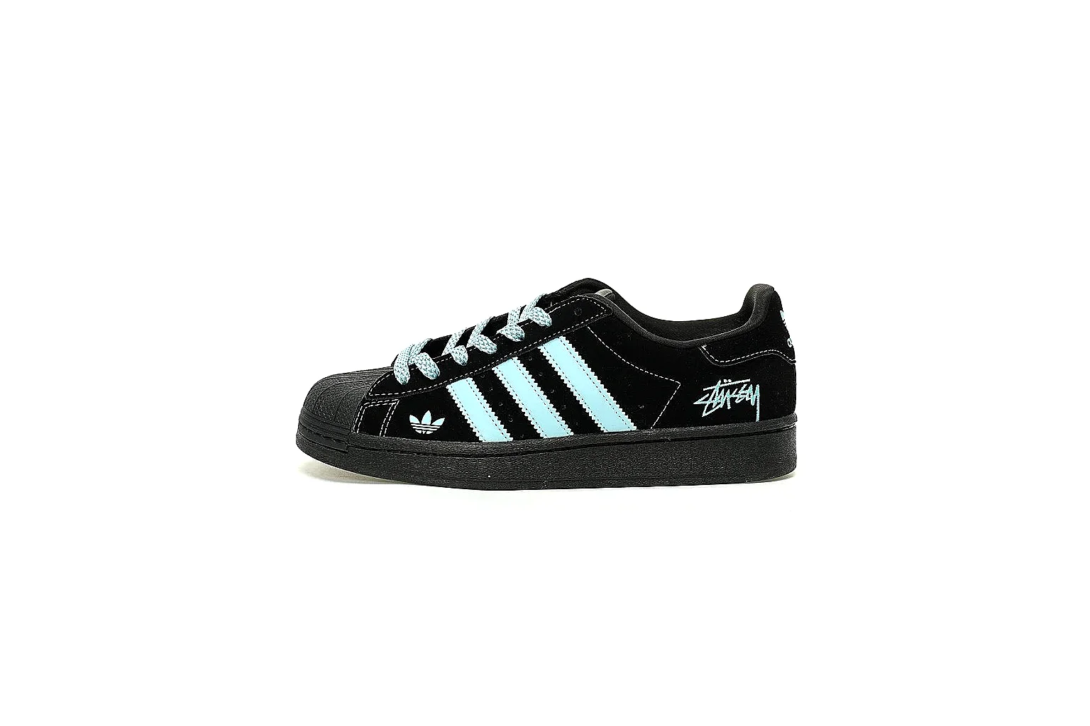 Adidas black aqua low-top top and outsole QC inspection angles thumbnail 2