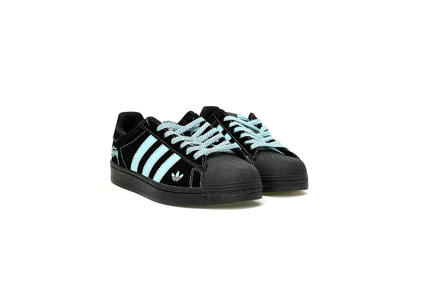 Adidas black aqua low-top top and outsole QC inspection angles thumbnail 3