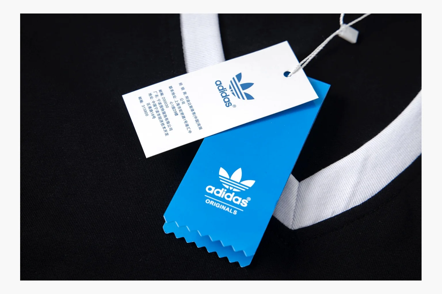 Adidas black V-neck ringer tee QC photo with neckline trim thumbnail 2