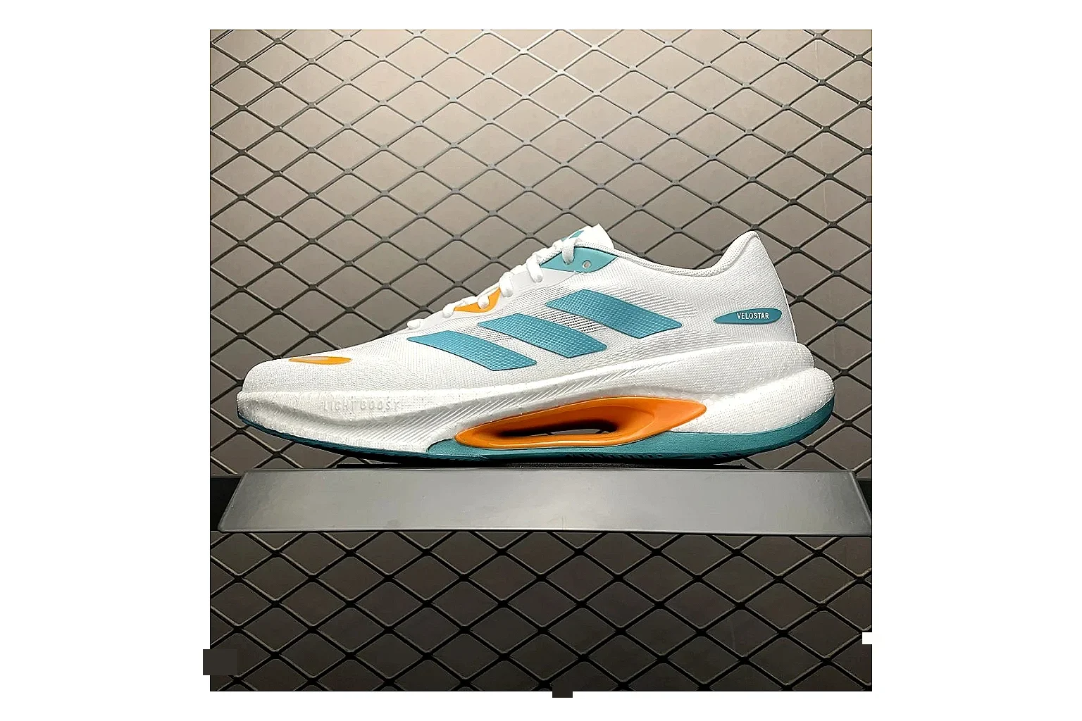 Adidas Velosamba White Turquoise QC photo showing white turquoise velosamba terrace sneaker with mixed upper and terrace shape