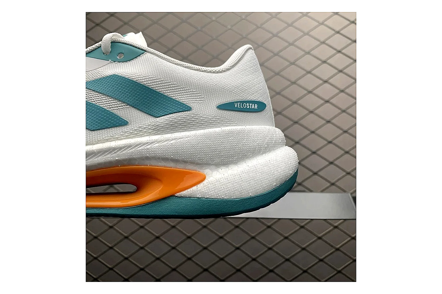 Adidas Velosamba White Turquoise QC photo showing white turquoise velosamba terrace sneaker with mixed upper and terrace shape thumbnail 4
