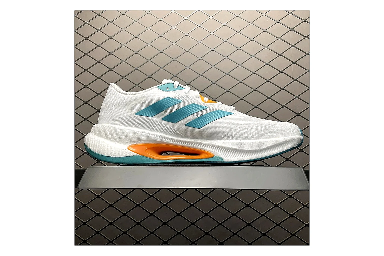 Adidas Velosamba White Turquoise QC photo showing white turquoise velosamba terrace sneaker with mixed upper and terrace shape thumbnail 5