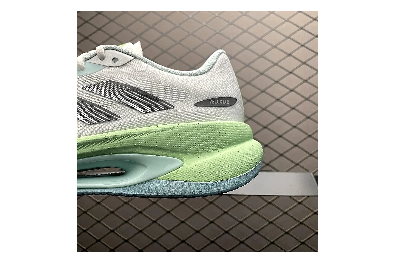 Adidas Velosamba White Grey Sneaker QC photo showing white grey velosamba terrace sneaker with mixed upper and terrace shape
