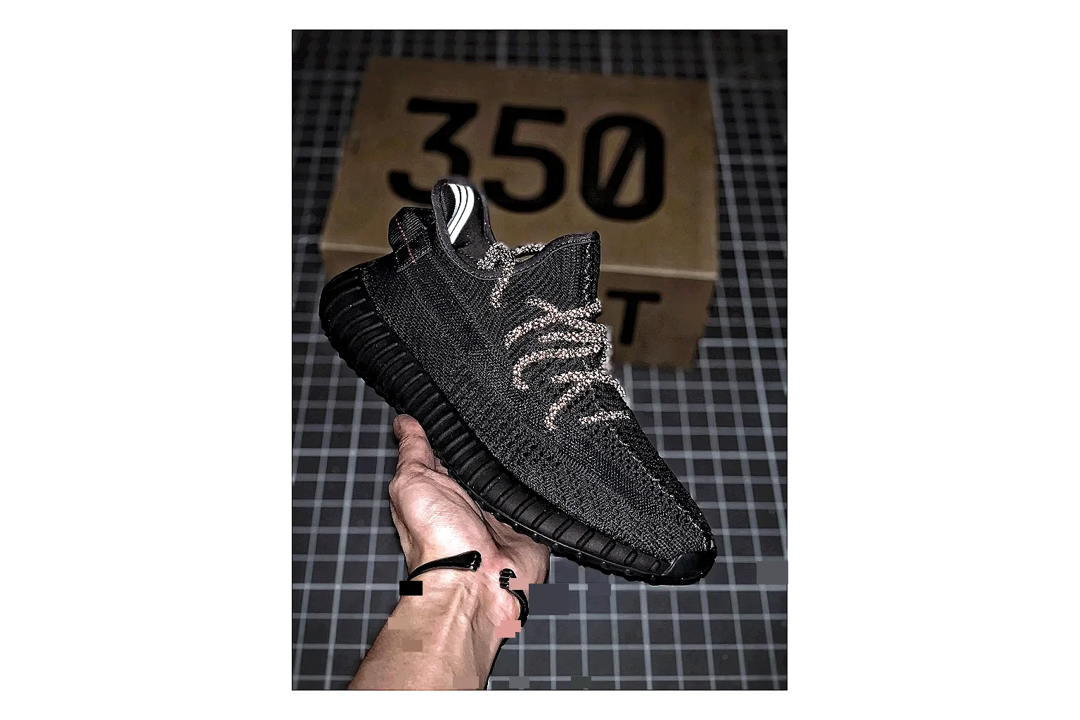 Adidas Yeezy 350 Boost Black QC photo showing black yeezy 350 knit runner with knit upper and knit shape