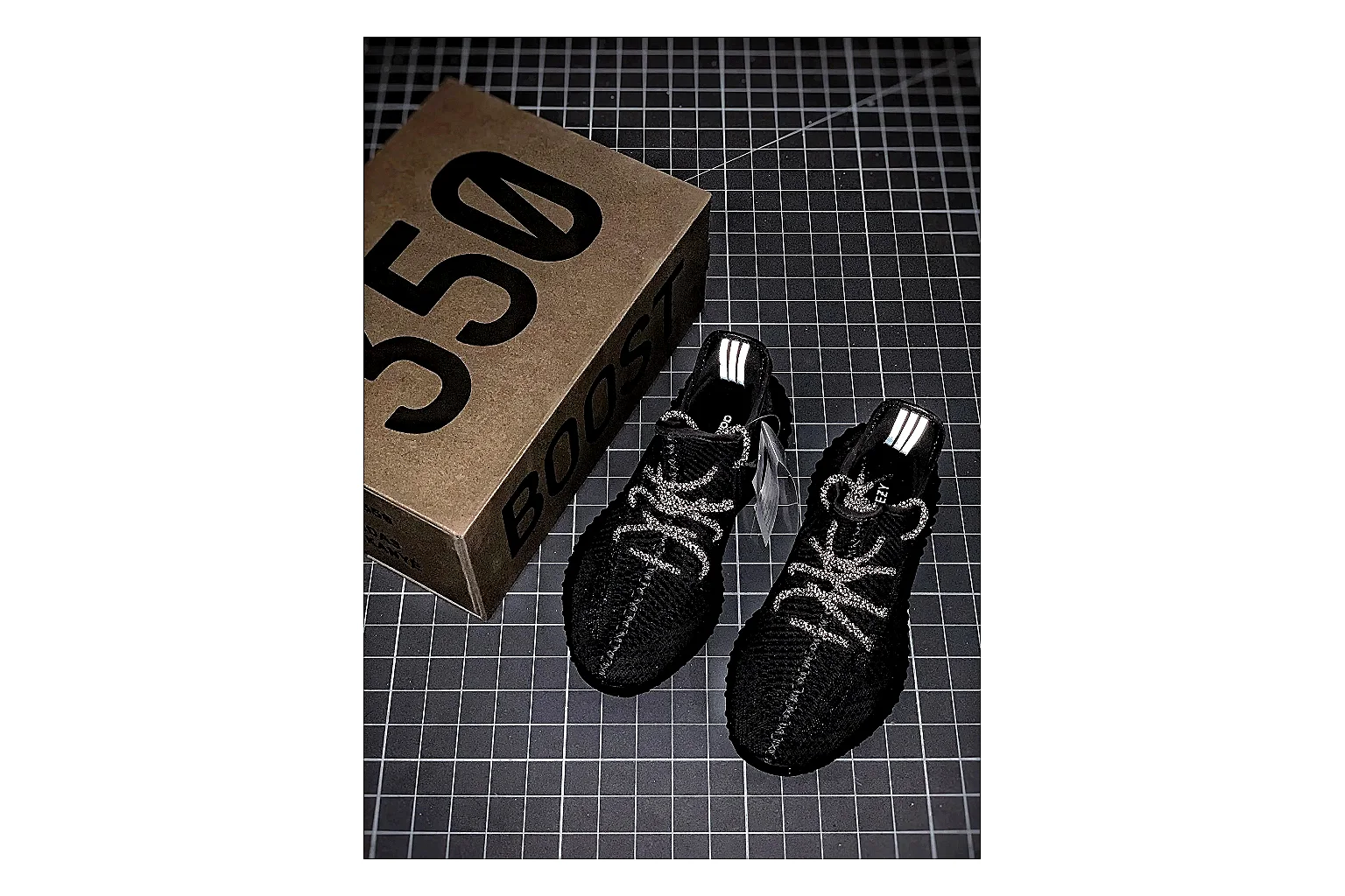 Adidas Yeezy 350 Boost Black QC photo showing black yeezy 350 knit runner with knit upper and knit shape