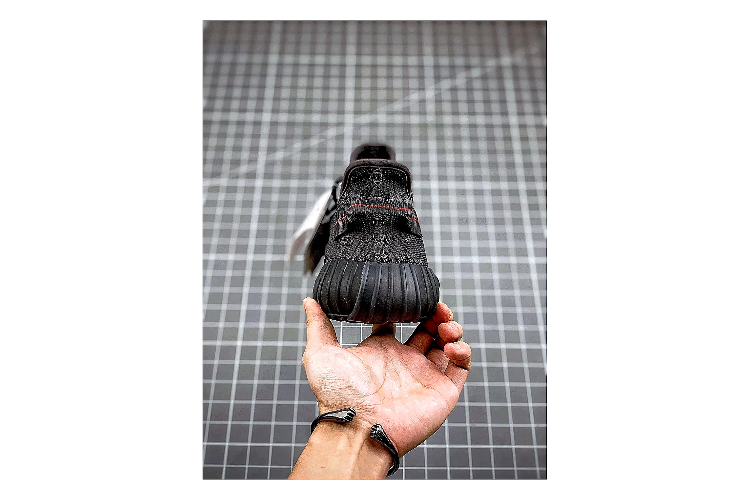 Adidas Yeezy 350 Boost Black QC photo showing black yeezy 350 knit runner with knit upper and knit shape thumbnail 3