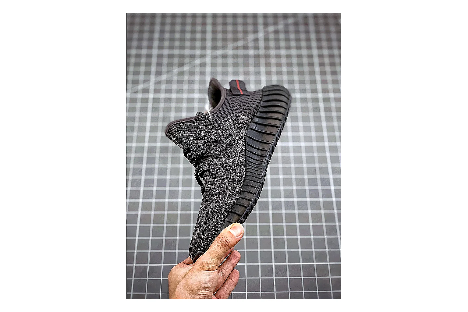 Adidas Yeezy 350 Boost Black QC photo showing black yeezy 350 knit runner with knit upper and knit shape thumbnail 4