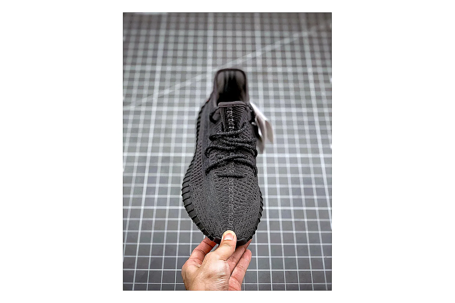 Adidas Yeezy 350 Boost Black QC photo showing black yeezy 350 knit runner with knit upper and knit shape thumbnail 6