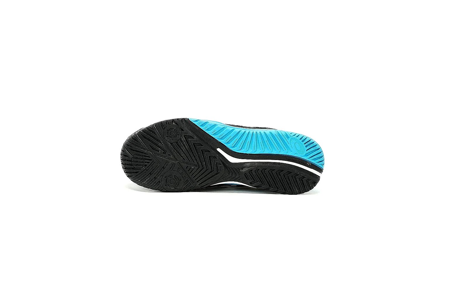 ASICS black blue court shoe QC reference showing side logo heel support and outsole