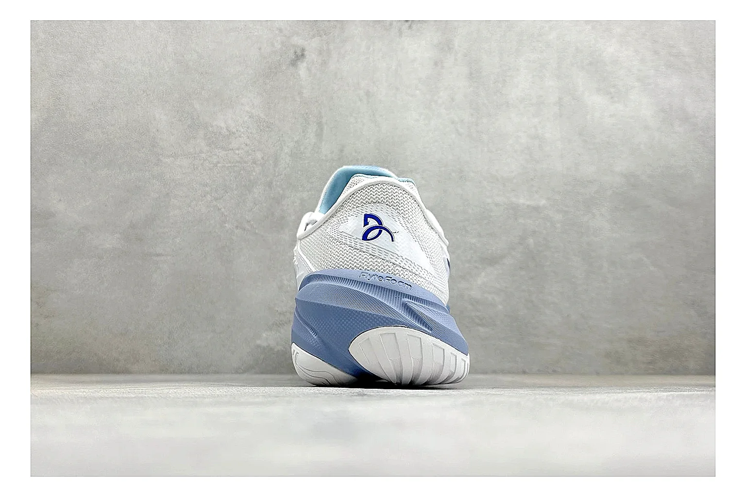 Asics Court FF White Blue QC reference photo showing white tennis upper, blue Asics side lines, supportive sole wall, and stable court profile