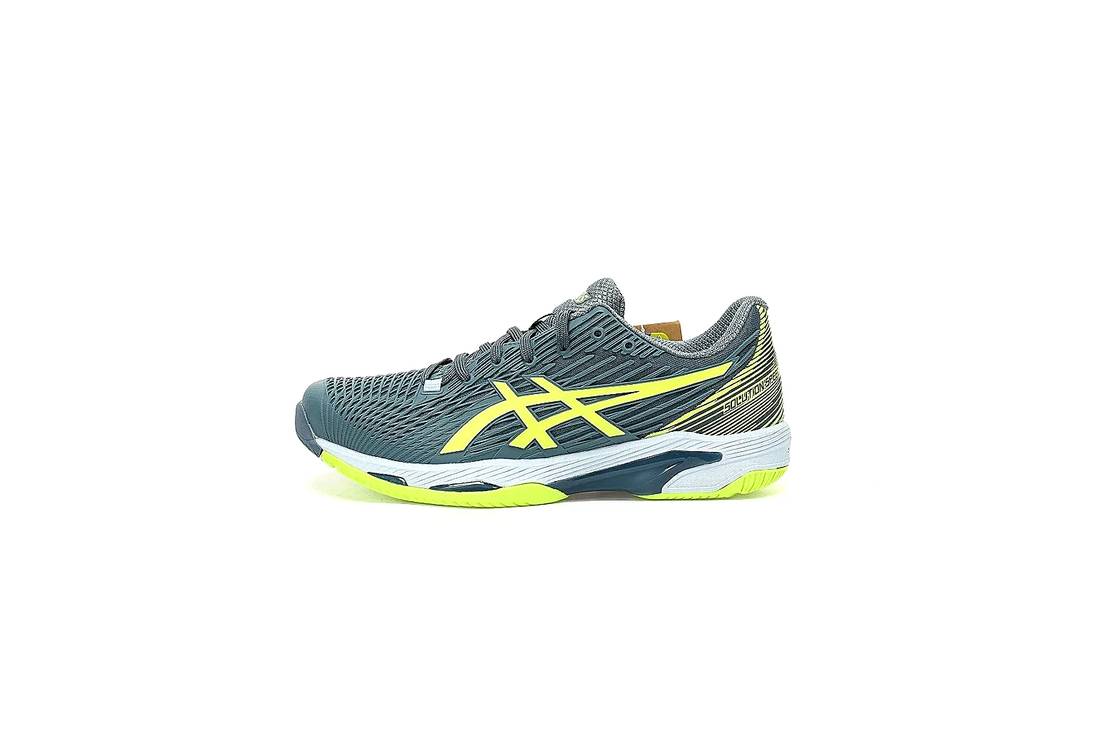 ASICS 7866 QC angles showing mesh upper side stripes and neon outsole thumbnail 2