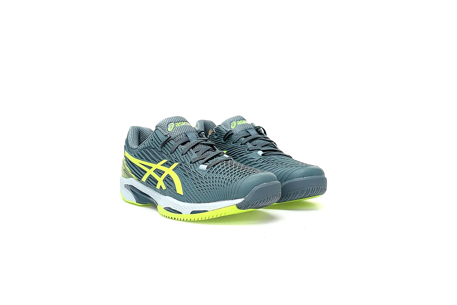 ASICS 7866 QC angles showing mesh upper side stripes and neon outsole thumbnail 4