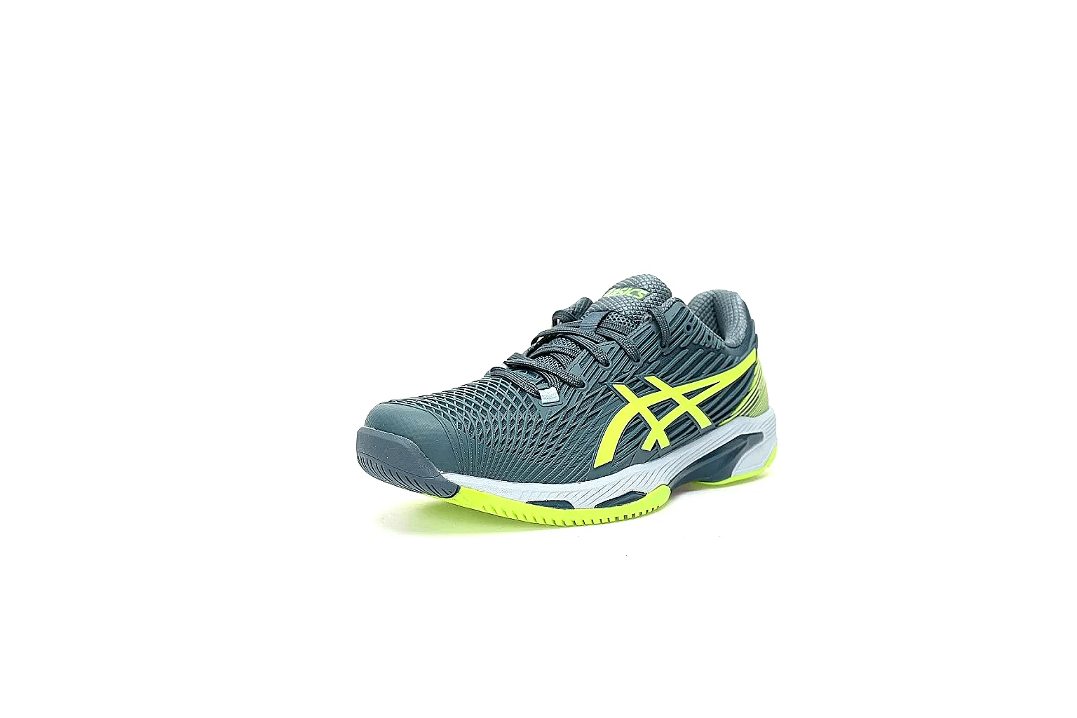 ASICS 7866 QC angles showing mesh upper side stripes and neon outsole thumbnail 5