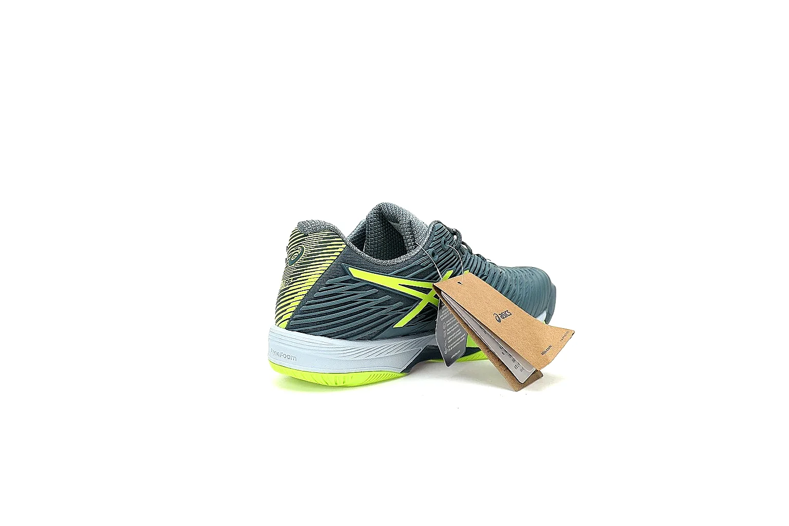 ASICS 7866 QC angles showing mesh upper side stripes and neon outsole thumbnail 6