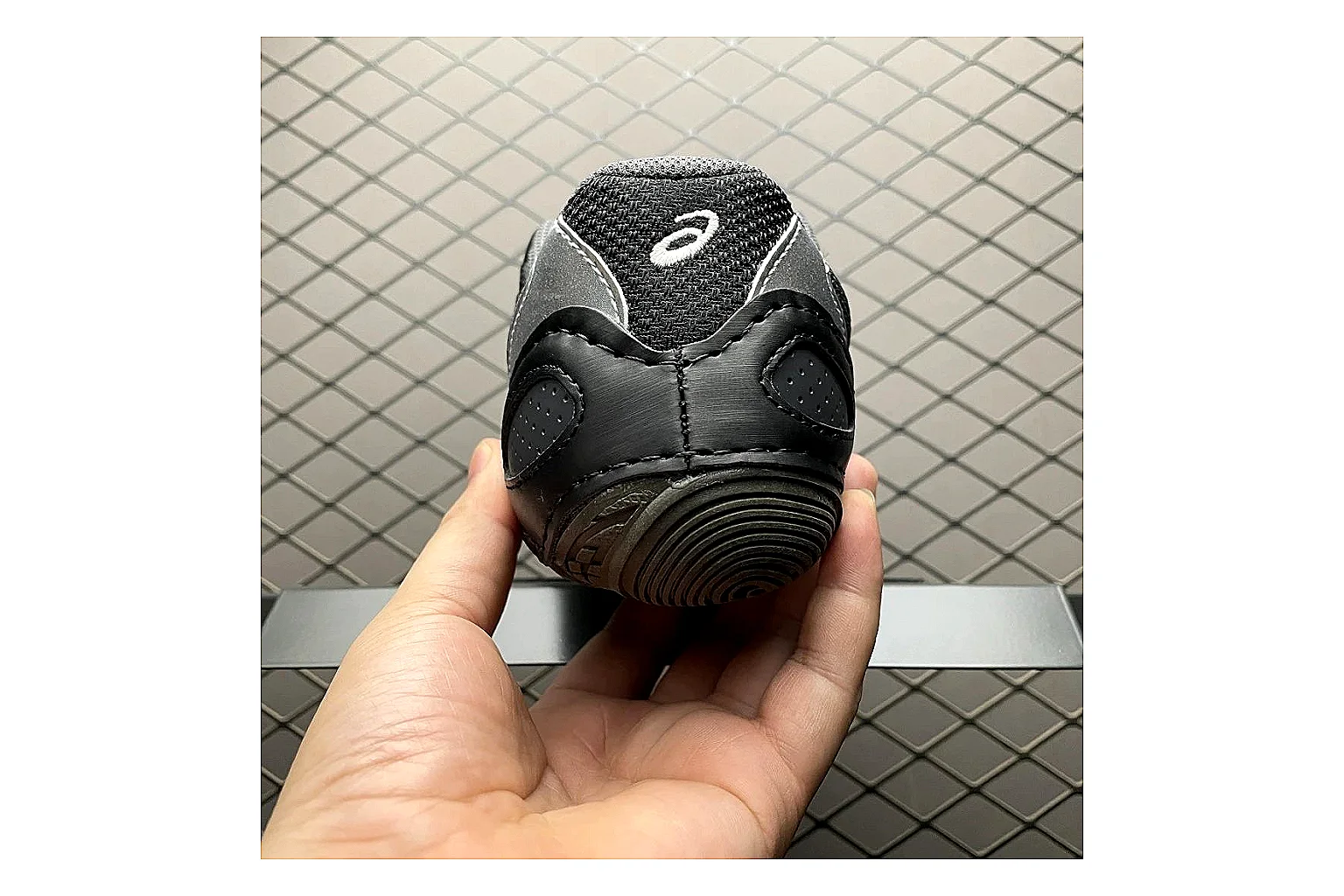 Asics Gel-Kahana Black Silver QC photo showing black silver gel-kahana trail runner with mixed upper and trail shape thumbnail 5