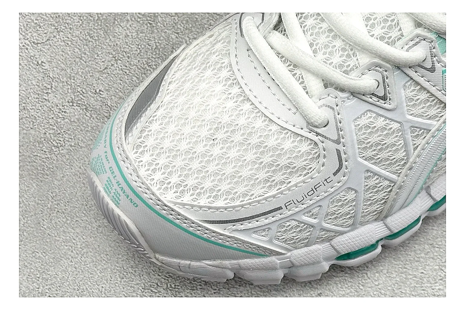 Asics Gel-Kayano White Mint QC reference photo showing white mesh runner upper, mint Asics accents, cushioned Gel-Kayano sole, and technical support shape thumbnail 4