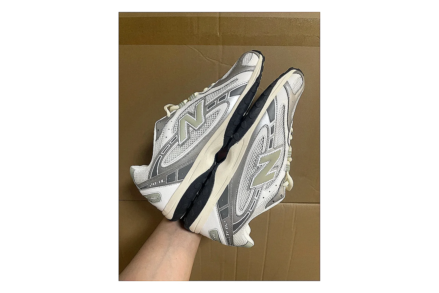 Asics Gel Kayano White Silver QC reference photo showing white mesh-leather runner upper, silver overlays, supportive Kayano shape, and cushioned retro sole thumbnail 4