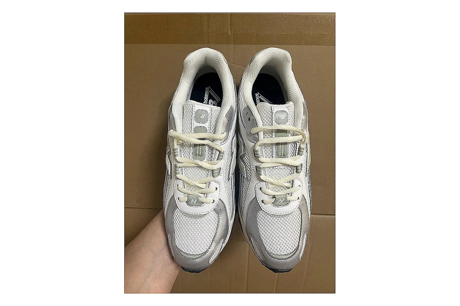 Asics Gel Kayano White Silver QC reference photo showing white mesh-leather runner upper, silver overlays, supportive Kayano shape, and cushioned retro sole thumbnail 5
