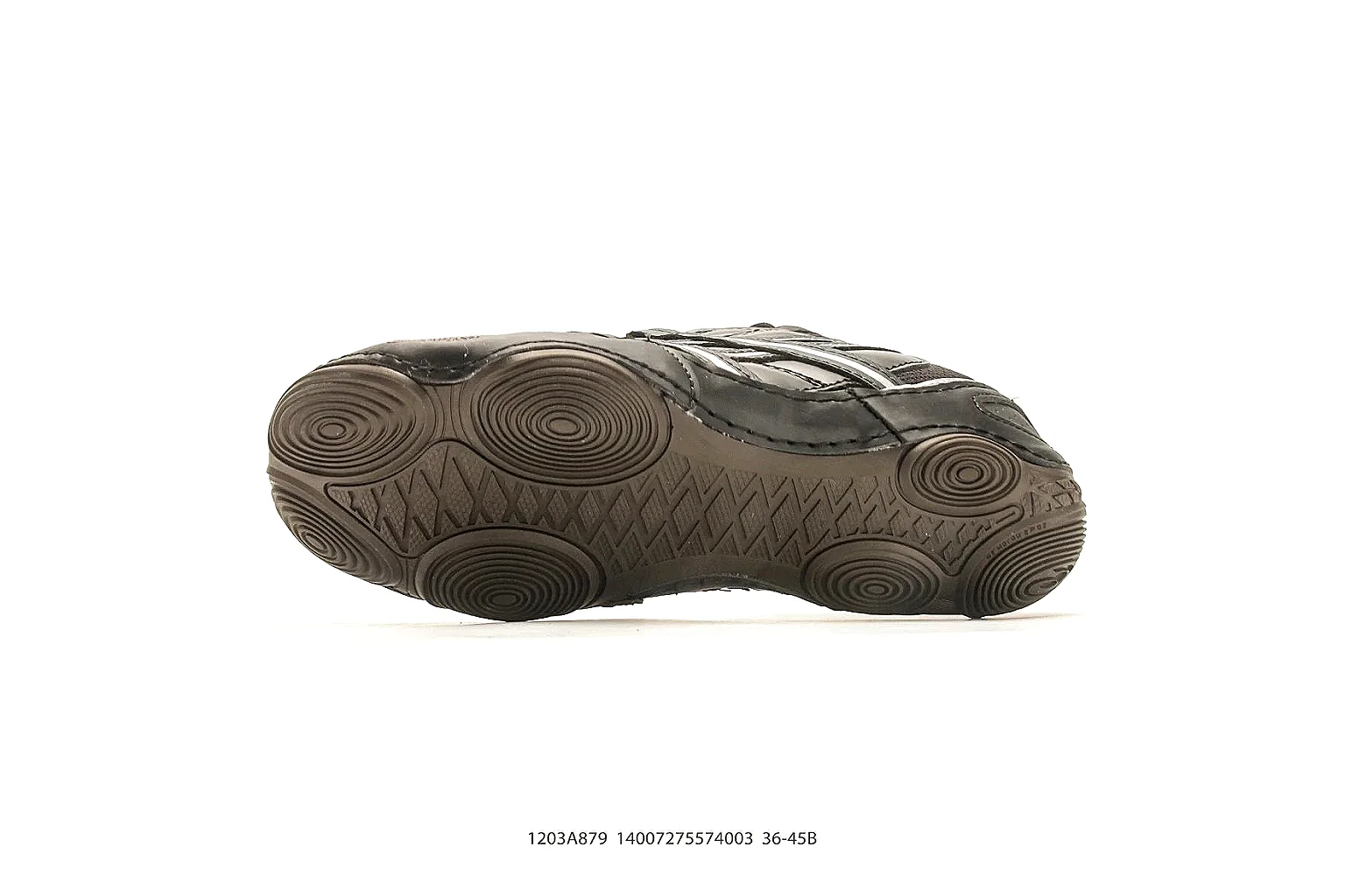 Asics Gel Runner Black Gray QC reference photo showing black gray mesh-leather upper, layered runner panels, Asics side stripes, and cushioned retro sole thumbnail 3