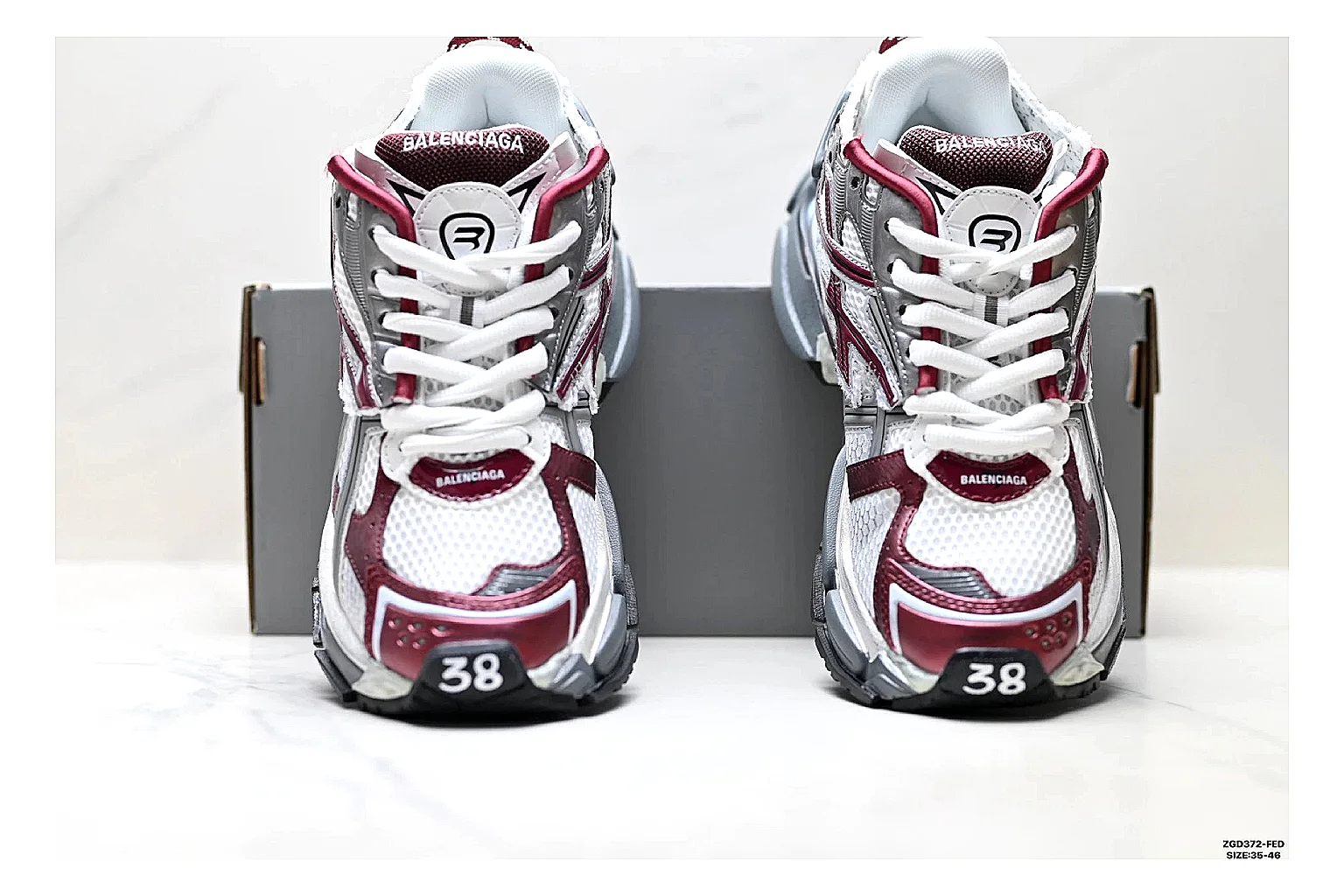 Asics Gel Runner Gray Burgundy QC reference photo showing gray mesh-leather runner upper, burgundy Asics accents, retro runner shape, and cushioned sole thumbnail 4