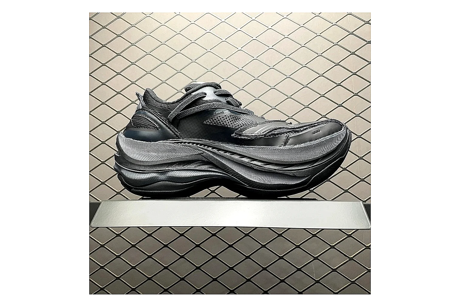 Balenciaga Track Grey Black Runner QC photo showing black grey track chunky runner with mixed upper and chunky shape thumbnail 6