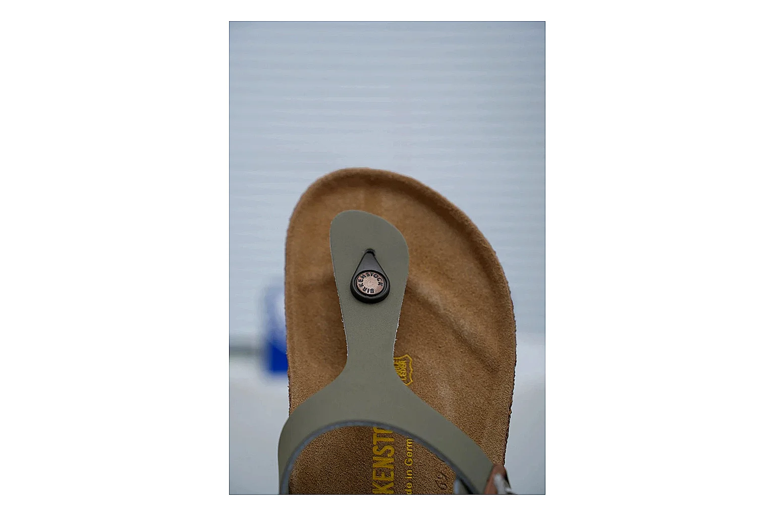 Birkenstock Arizona Olive Cork Slide QC photo showing adjustable buckles, muted upper and contoured footbed for outdoor casual style thumbnail 4