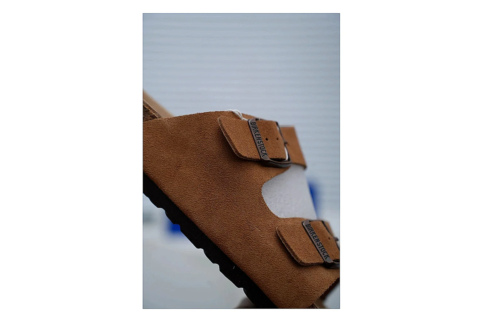 Birkenstock Arizona Tan Cork Slide QC photo showing warm brown upper, adjustable buckles and contoured footbed for easy casual outfits